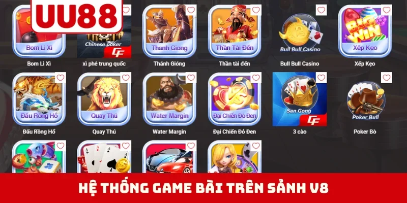 Hệ thống game bài trên sảnh V8