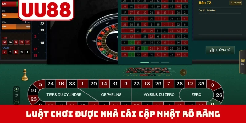 Luật chơi được nhà cái cập nhật rõ ràng