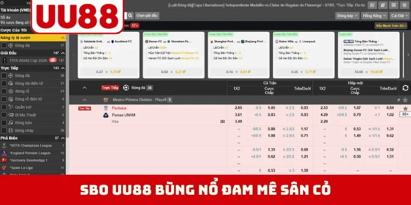 SBO UU88 bùng nổ đam mê sân cỏ